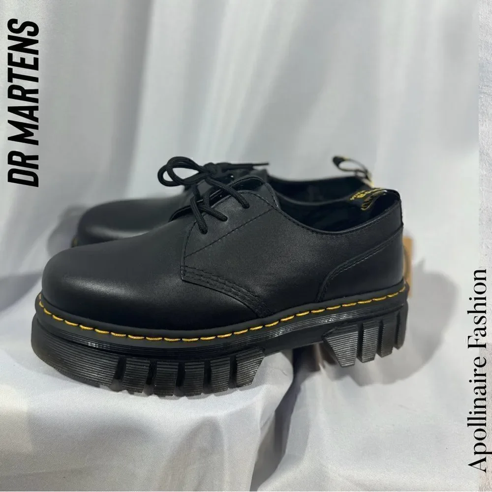 DR MARTENS AUDRICK NAPPA LEATHER PLATFORM SHOES IN BLACK 10 LADIES NWT